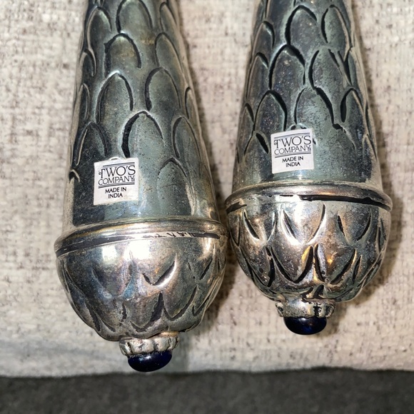 Vintage-Style Salad Serving Set Silver Plated Twos Company, Royal Blue Stones - Picture 5 of 5